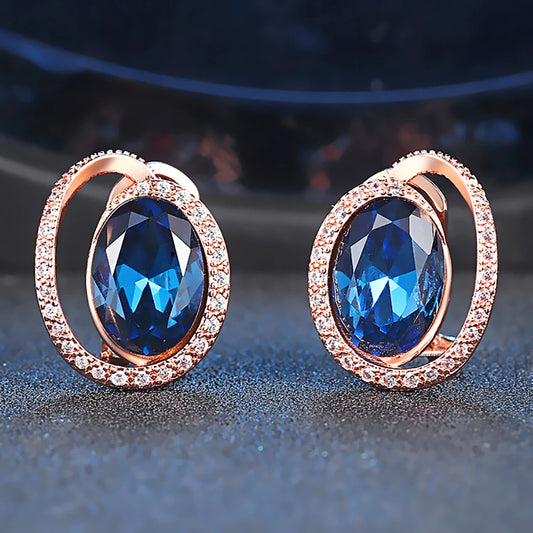 Boucles d'oreilles ellipse bleu