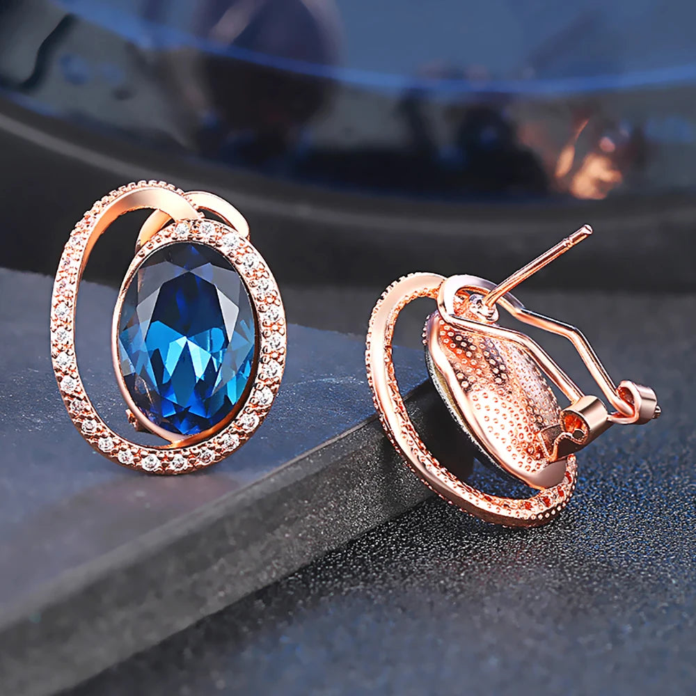 Boucles d'oreilles ellipse bleu