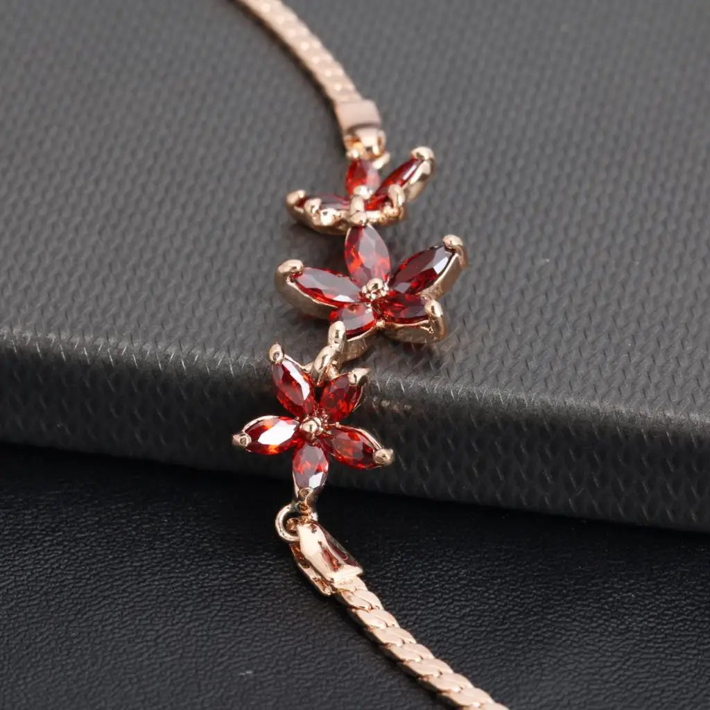 Bracelet fleurs de rubis